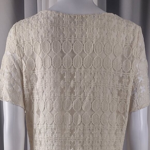 Madison, Cream, Ivory, Off White, Cotton Blend Lace, Lined Midi Dress Size L - Picture 5 of 12